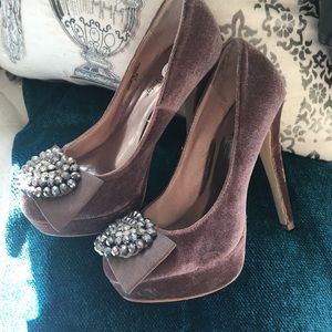Miss Selfridge blush velvet heels 5.5/6